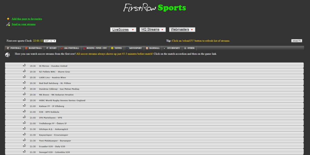 FirstRowSports Alternatives