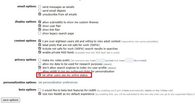 Hide Online Status on Reddit