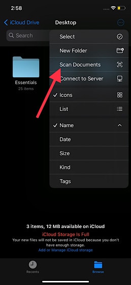 scan documents directly to iCloud Drive