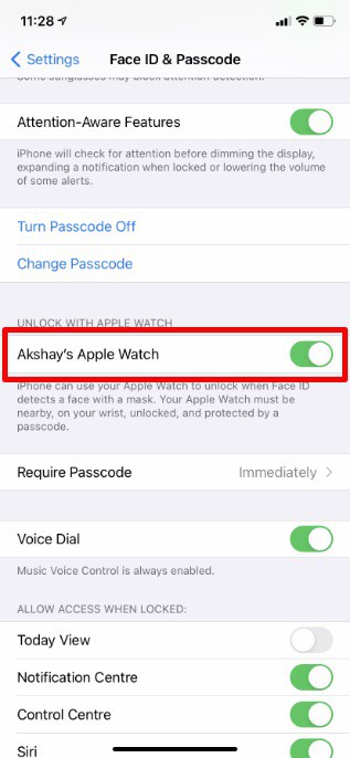 Unlock iPhone with Apple Watch