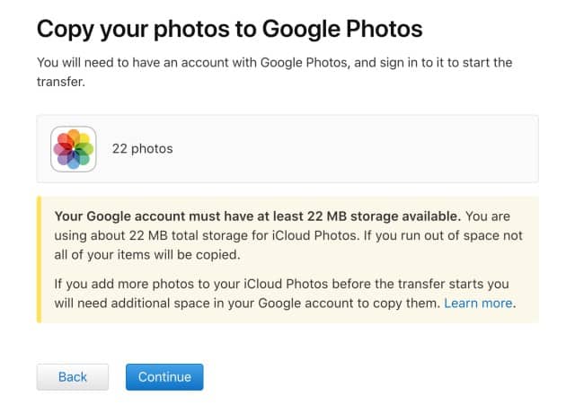 Transfer iCloud Photos to Google Photos