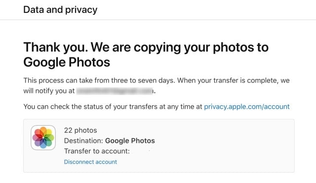 Transfer iCloud Photos to Google Photos