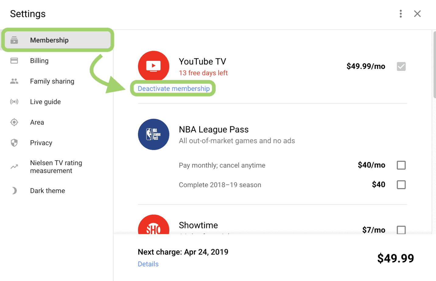 Cancel YouTube TV Subscription