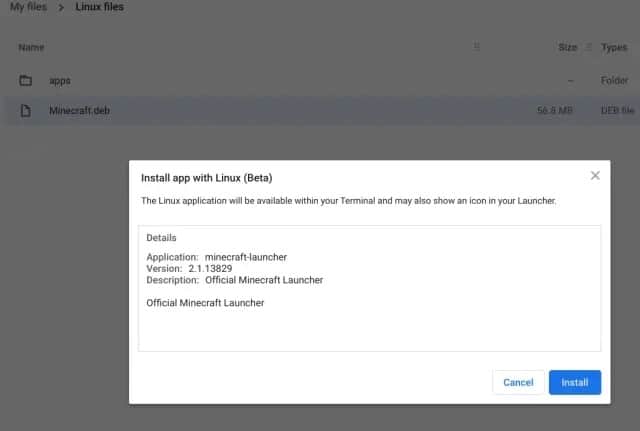 Minecraft on Chromebook