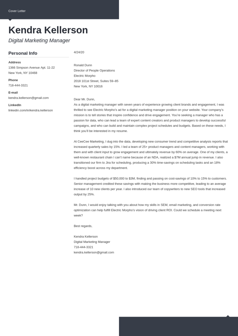 Template 2 Data-Driven Marketing Cover Letter 