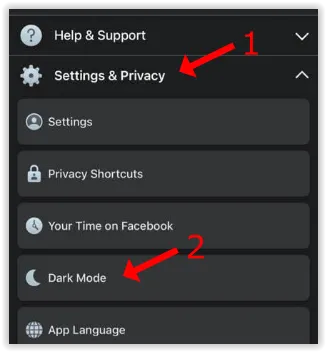 Enable Facebook Dark Mode