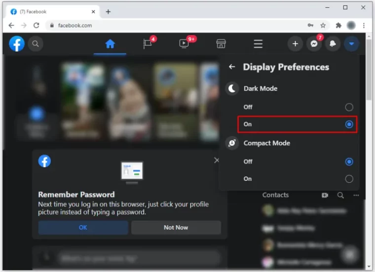 Enable Facebook Dark Mode