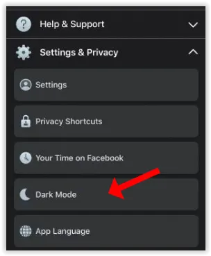 Enable Facebook Dark Mode