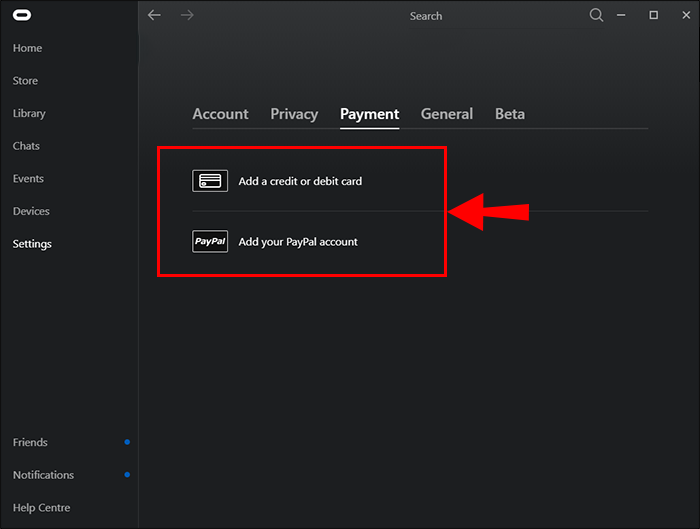 Change Oculus Quest 2 Payment Method