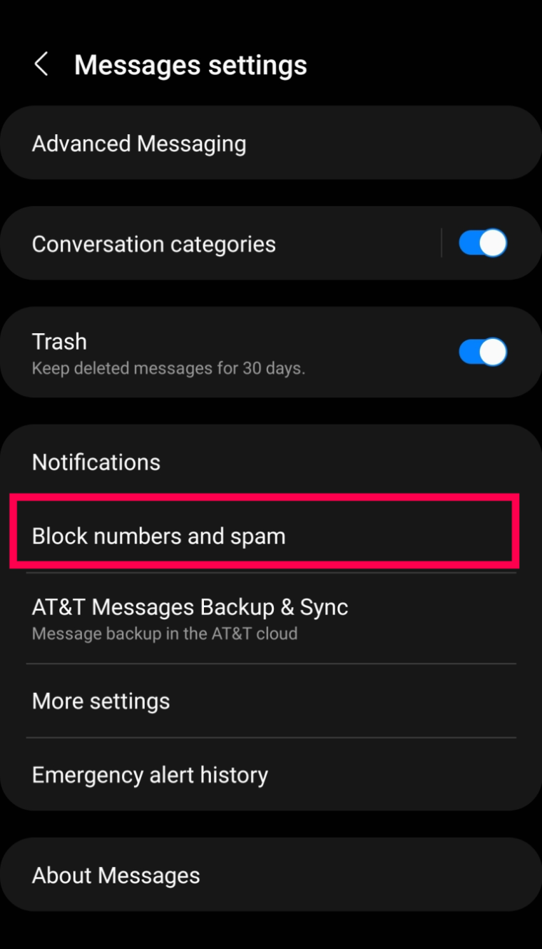 View All Blocked Numbers