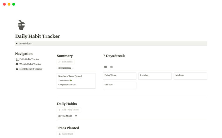 Notion Habit Tracker Templates