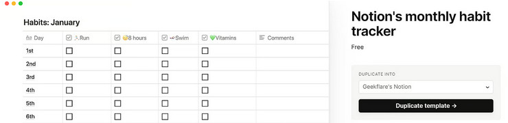 Notion Habit Tracker Templates